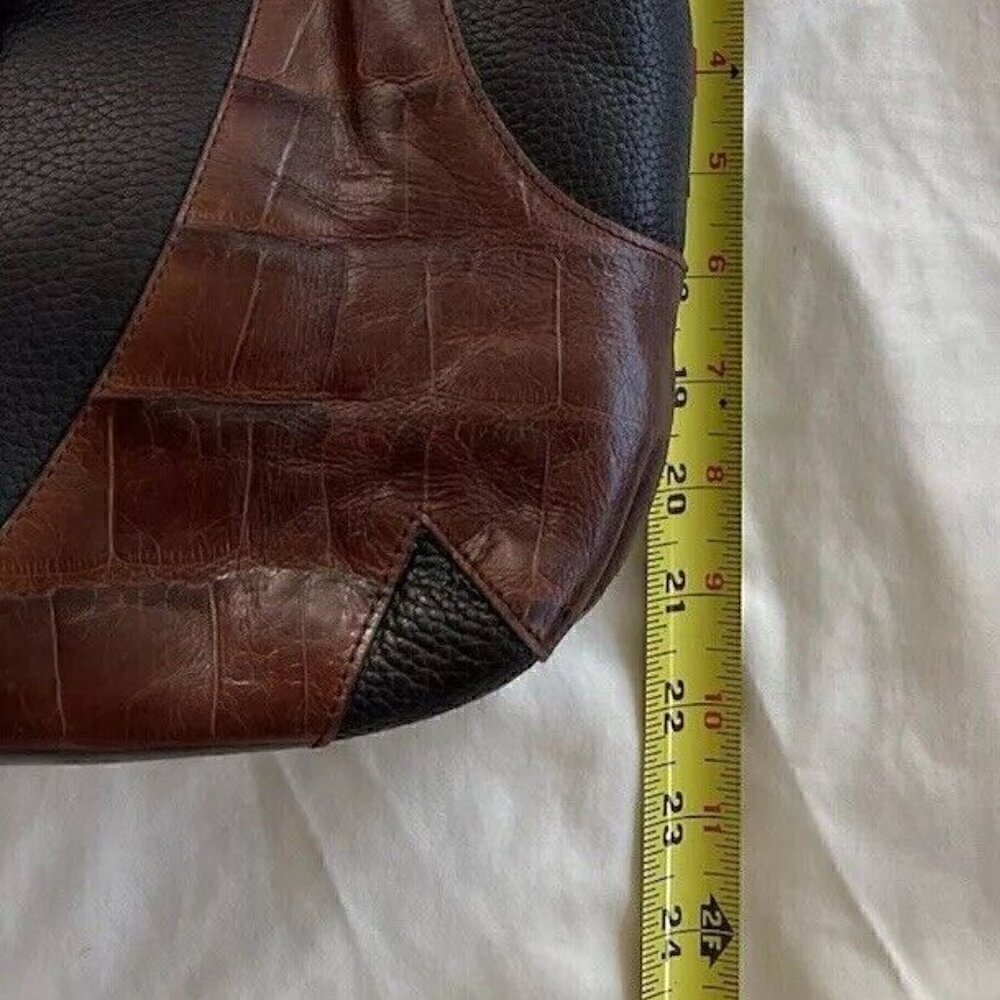 BRIGHTON EMMA Tiny Woven Brown/Black Leather Print D330285 Western Vintage Bag - Picture 4 of 15
